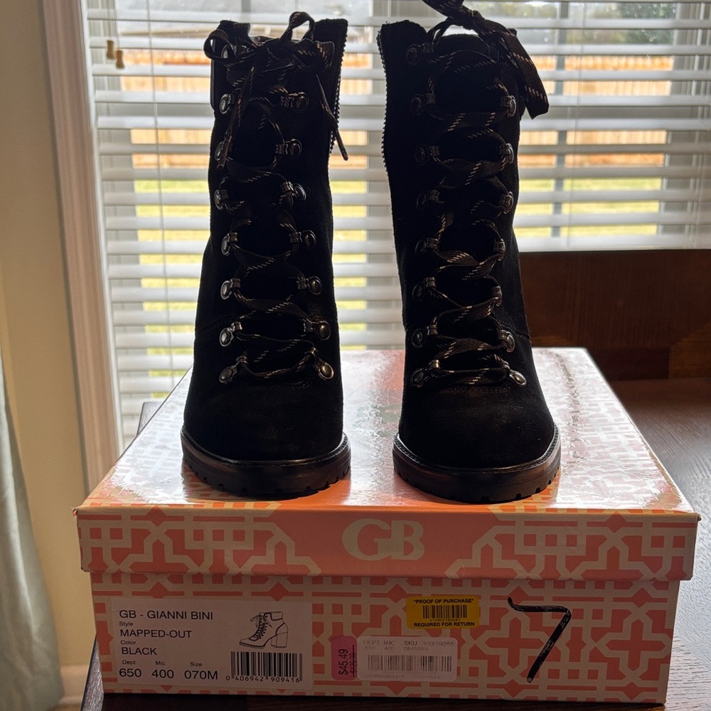 Gianni Bini Black Lace-Up Women's Boots